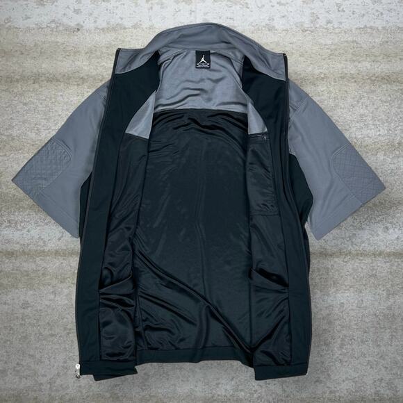 Vintage Jordan Track Jacket Short Sleeve Grey Black Polyester Full Zip Y2K - Picture 2 of 4